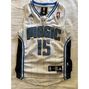 NBA Adidas Orlando Magic Hedo Turkoglu Jersey #15 SEWN White Pinstripe‎ Sz S CUT